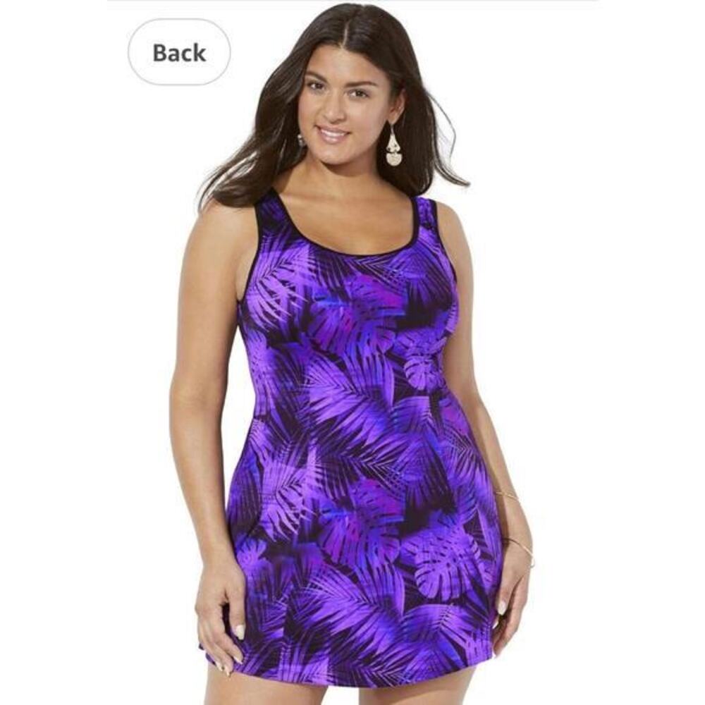 Swimsuit for All New Tank Swim Dress Purple Feather Plus 26